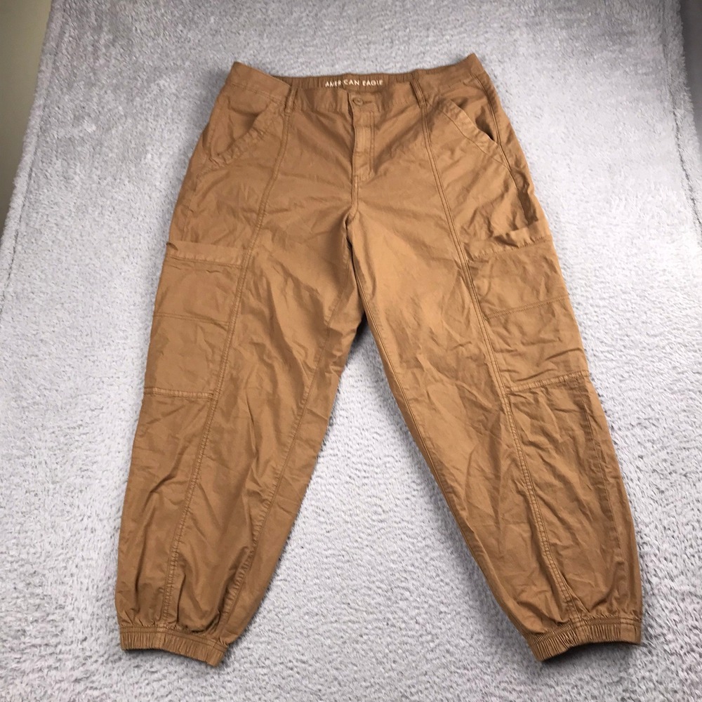 American Eagle Baggy Jogger Women 14 (36x28) Brown Stretch Cargo Utility Pants
